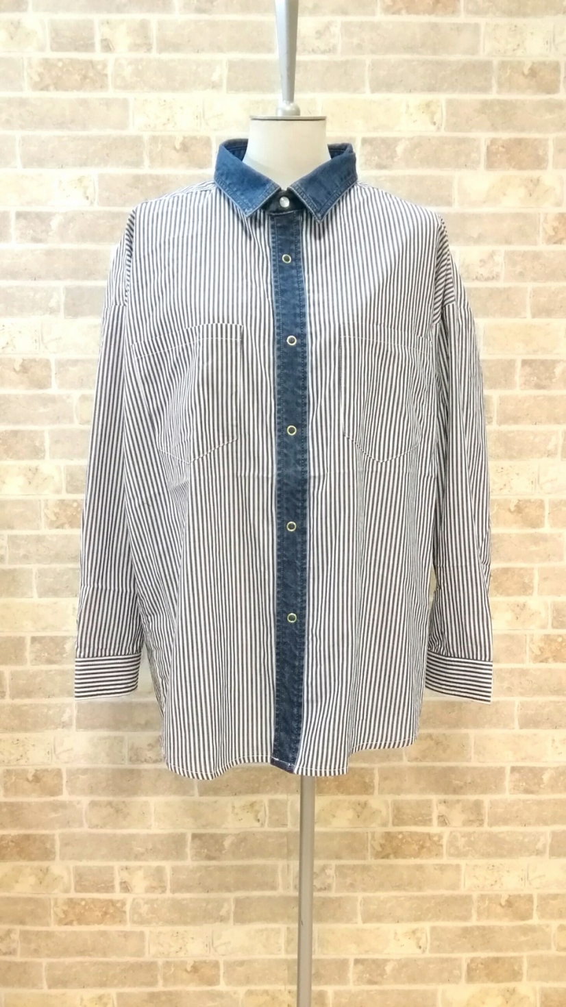 C.C.CROSS.ストライプ×デニムシャツが入荷