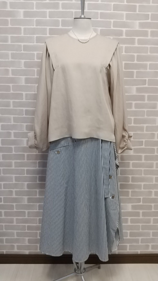 お袖が可愛い♡QTUMEブラウスコーデ。【ブラウス品切れ】